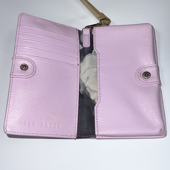 Ted Baker Pink Leather Wristlet Snap Clutch Wallet - Picture 3 of 4